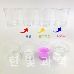 화학반응 색마술(5인용)-물 우유 딸기우유 사이다