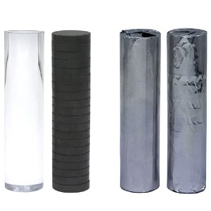 알루미늄포일로 감싼 자석기둥,플라스틱기둥(2개1조)